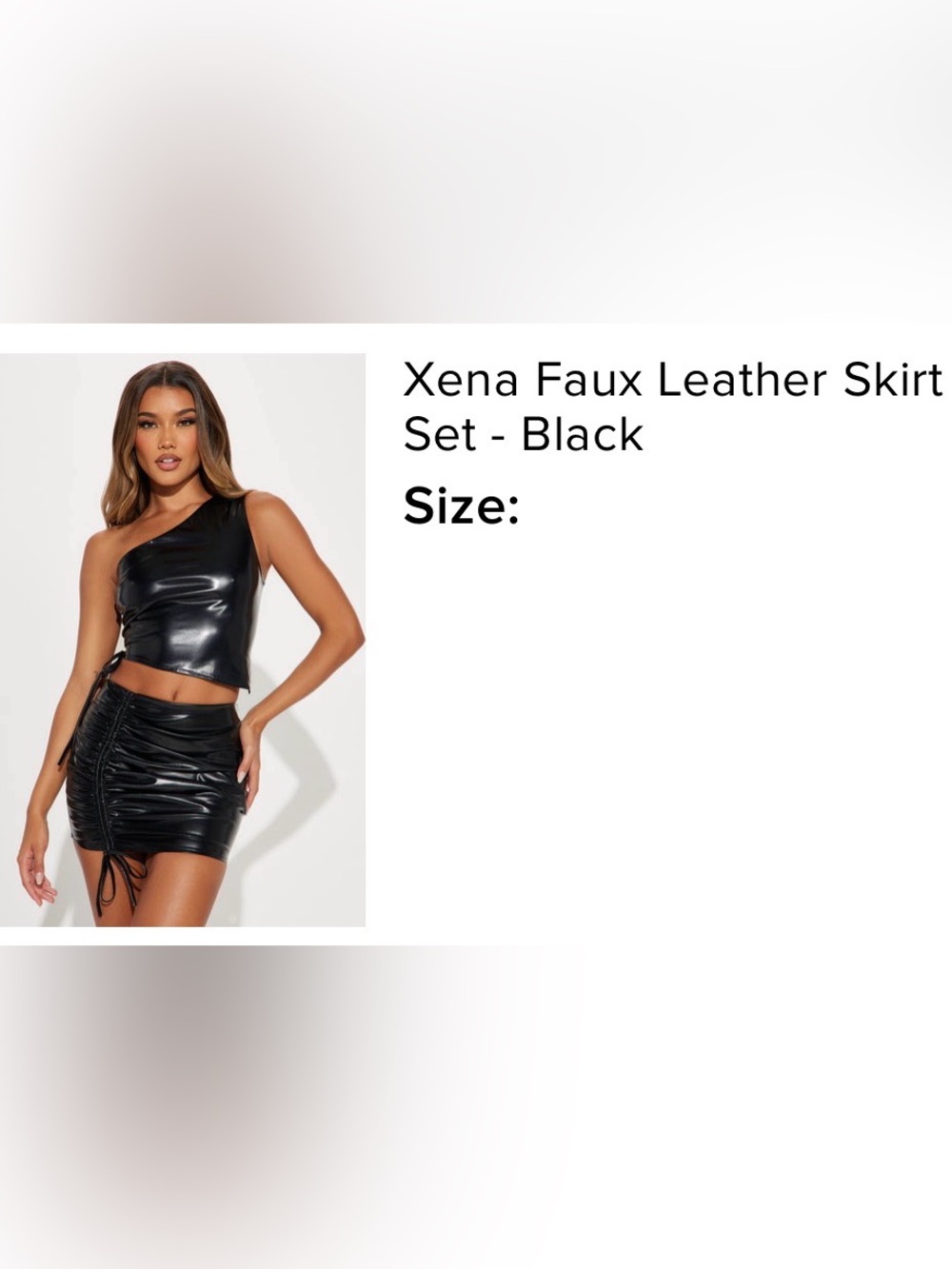 Fashion Nova Xena Faux Leather One-Shoulder Set - Black